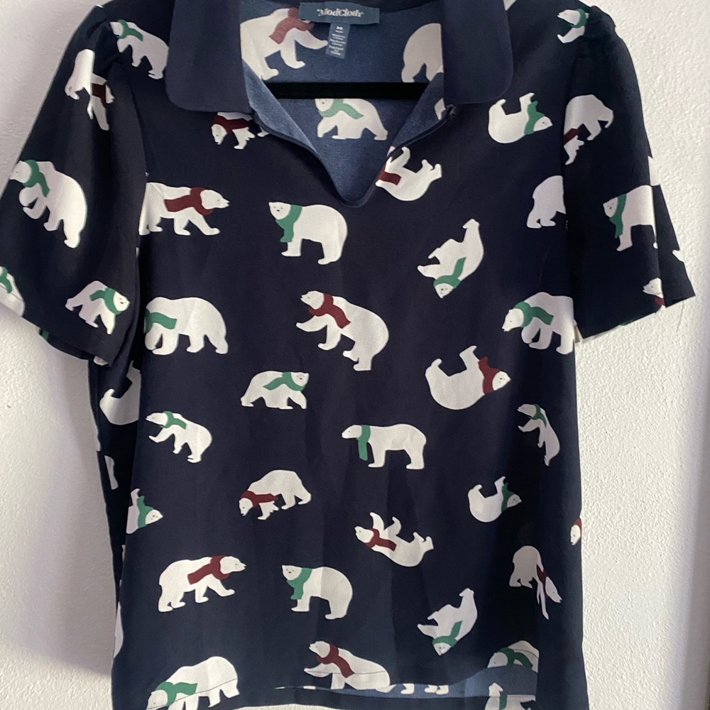 Modcloth Navy Top with Polar Bear Design